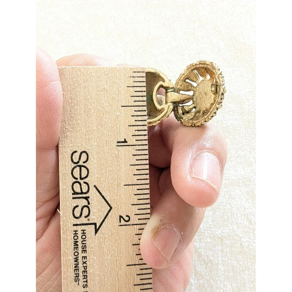 Vintage Gold Tone Statement Ring with Cabochon‎ Stone Made in USA